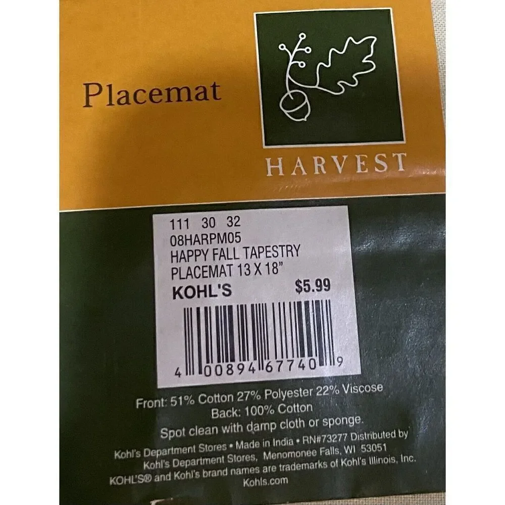 Harvest Happy Fall Tapestry placemats 13